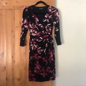 Lovely Floral Faux-Wrap Dress